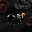 Rose Gold Black Moissanite Stud Earrings - V3