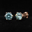Rose Gold Blue Tango Moissanite Stud Earrings - V1 Revised