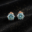 Rose Gold Blue Tango Moissanite Stud Earrings - V2 Revised
