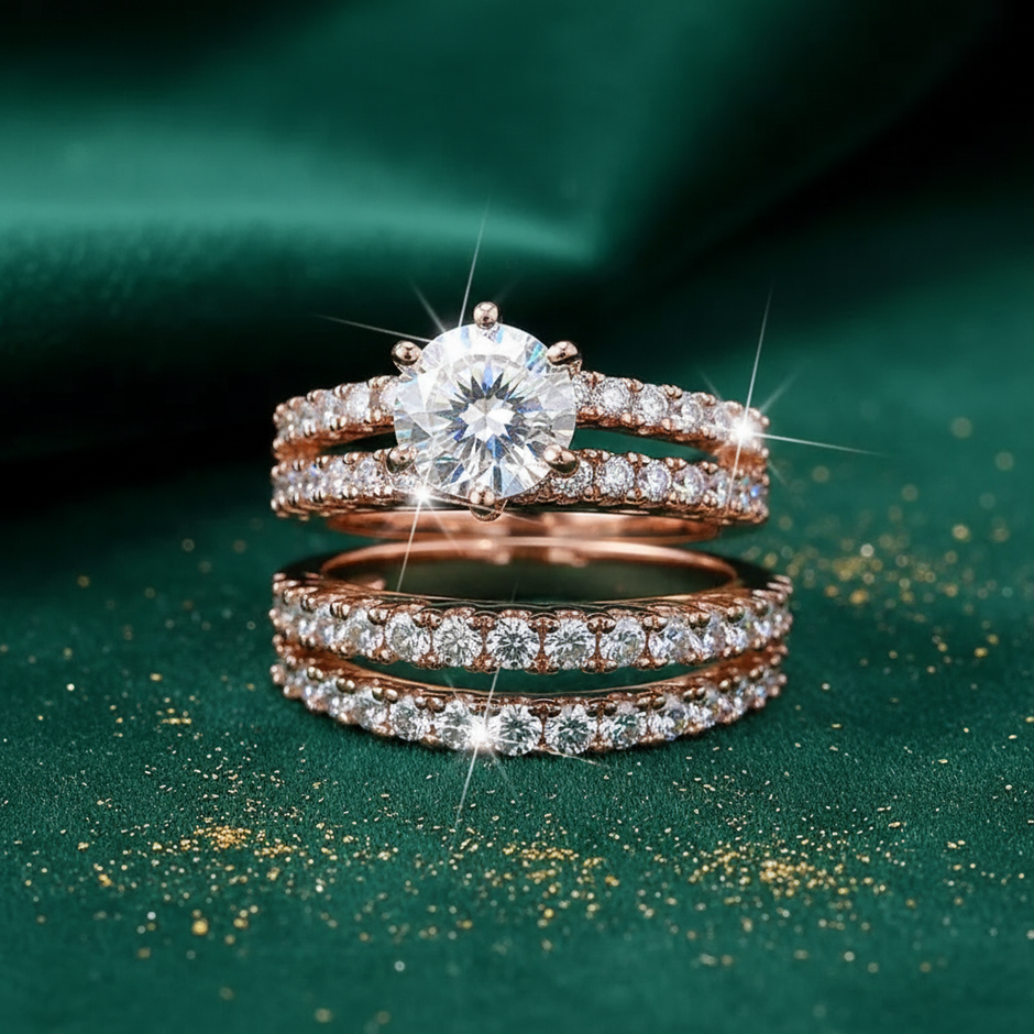Rose Gold Bridal Ring Set V2 Redo