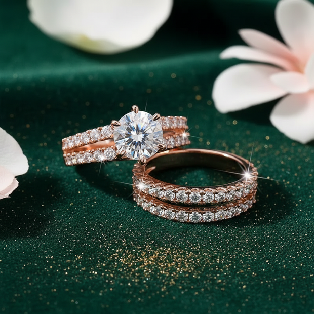 Rose Gold Bridal Ring Set V3 Retry