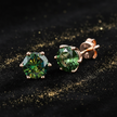 Rose Gold Green Moissanite Stud Earrings - V2