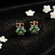 Rose Gold Green Moissanite Stud Earrings - V3
