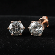 Rose Gold Grey Moissanite Stud Earrings - V1