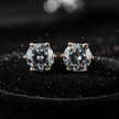 Rose Gold Grey Moissanite Stud Earrings - V2