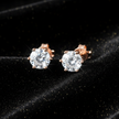 Rose Gold Hundred Faces Moissanite Stud Earrings - V2