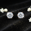 Rose Gold Hundred Faces Moissanite Stud Earrings - V3