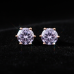 Rose Gold Lavender Moissanite Stud Earrings - V1