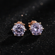 Rose Gold Lavender Moissanite Stud Earrings - V2