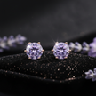 Rose Gold Lavender Moissanite Stud Earrings - V3