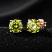 Rose Gold Lime Yellow Moissanite Stud Earrings - V2