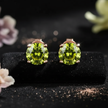 Rose Gold Lime Yellow Moissanite Stud Earrings - V3