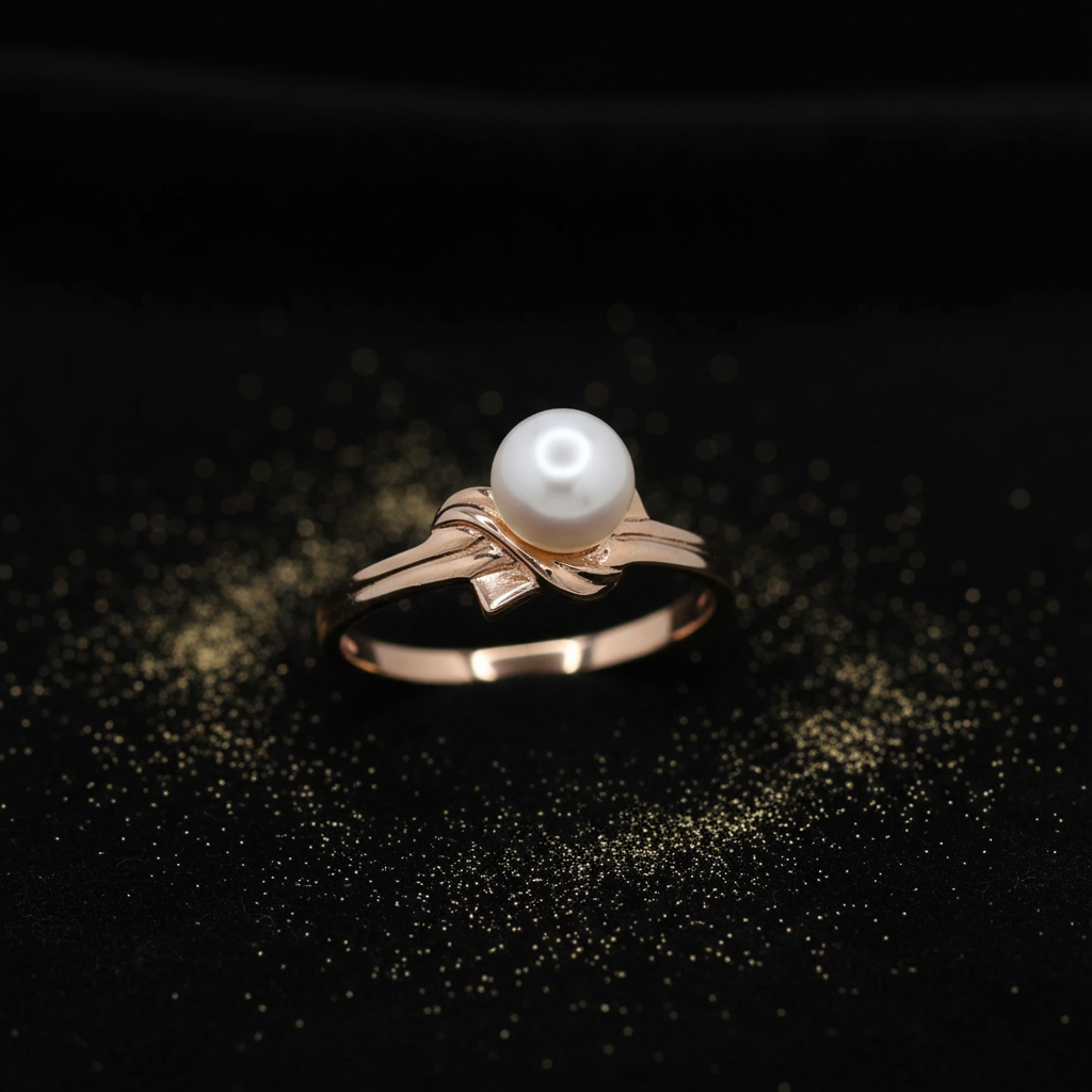 Rose Gold Pearl Ring – V2 Gold Dust