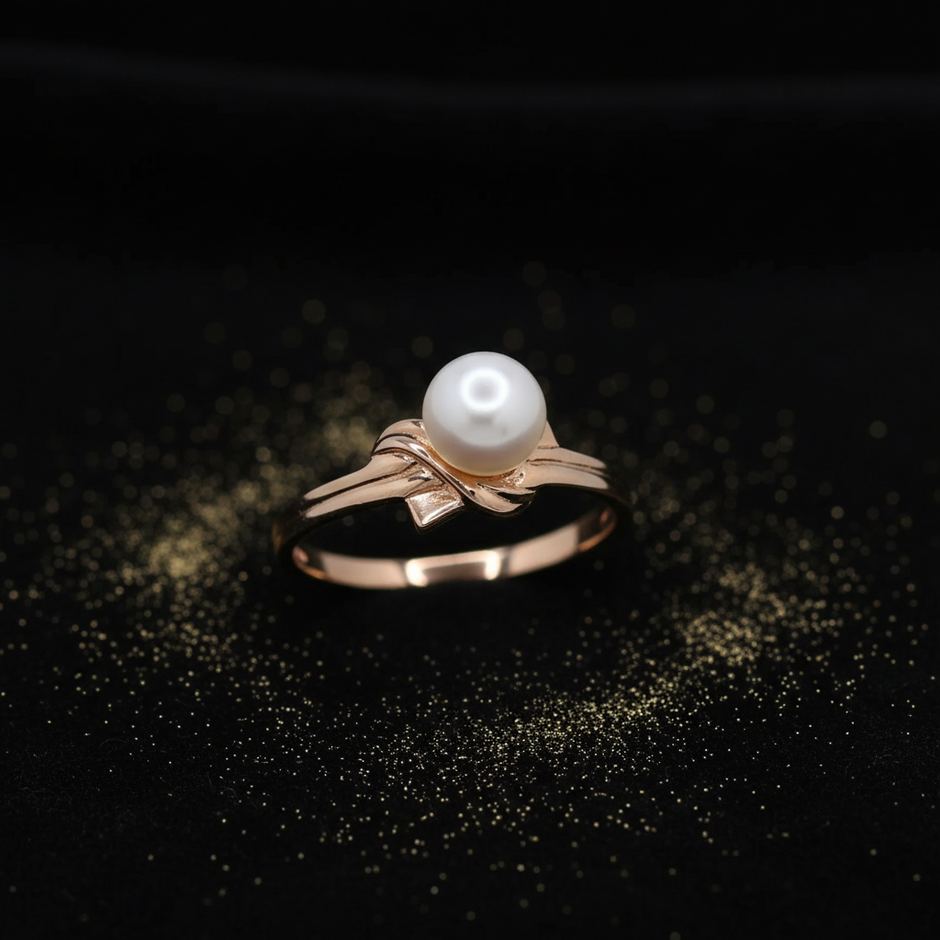 Rose Gold Pearl Ring – V2 Gold Dust