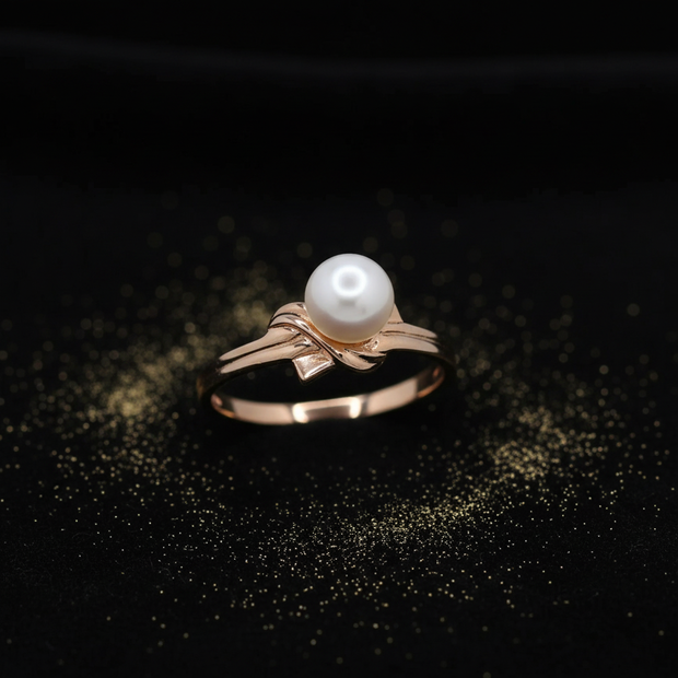 Rose Gold Pearl Ring – V2 Gold Dust