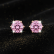 Rose Gold Purplish Pink Moissanite Stud Earrings - V2