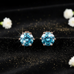 Rose Gold Royal Blue Moissanite Stud Earrings - V3