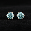 Rose Gold Sea Blue Moissanite Stud Earrings - V1