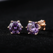 Rose Gold Violet Moissanite Stud Earrings - V1