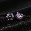 Rose Gold Violet Moissanite Stud Earrings - V2