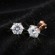Rose Gold White Moissanite Stud Earrings - V2