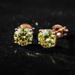 Rose Gold Yellow Moissanite Stud Earrings - V1