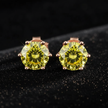 Rose Gold Yellow Moissanite Stud Earrings - V2