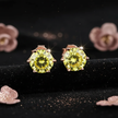 Rose Gold Yellow Moissanite Stud Earrings - V3