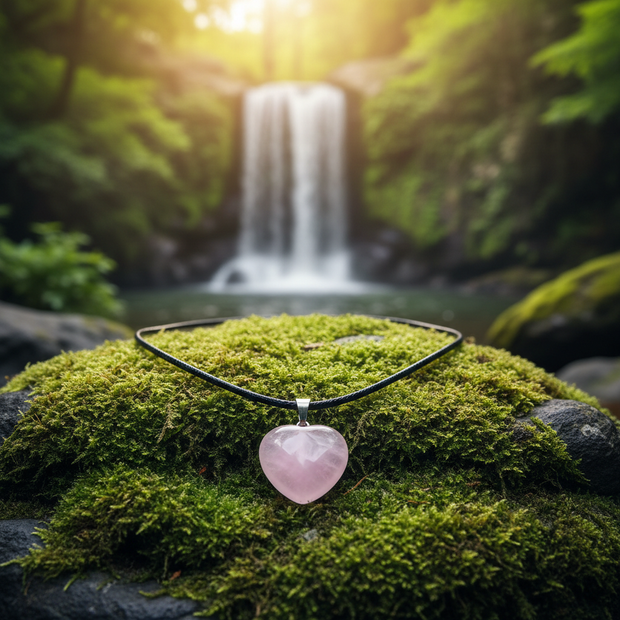 Rose Quartz Heart Pendant Close-up