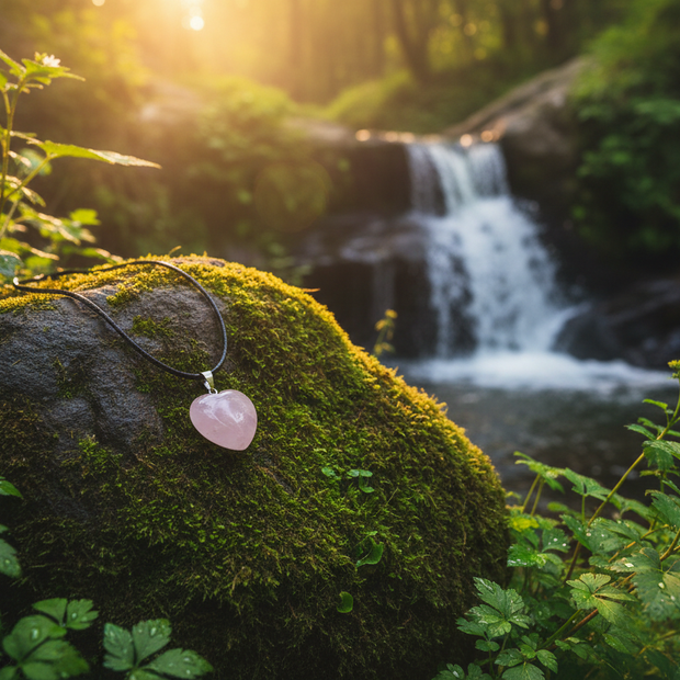 Rose Quartz Heart Pendant Lifestyle