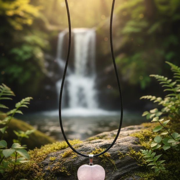 Rose Quartz Heart Pendant Portrait