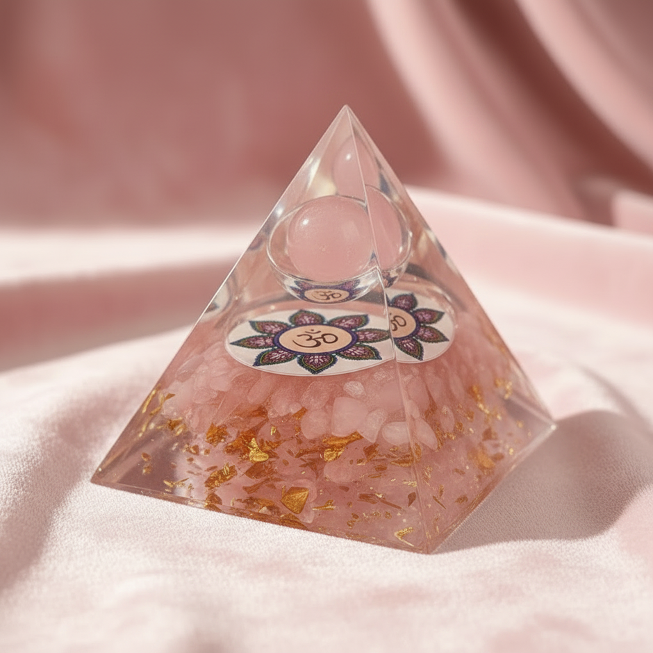 Rose Quartz Om Pyramid – Blush Pink Velvet v2