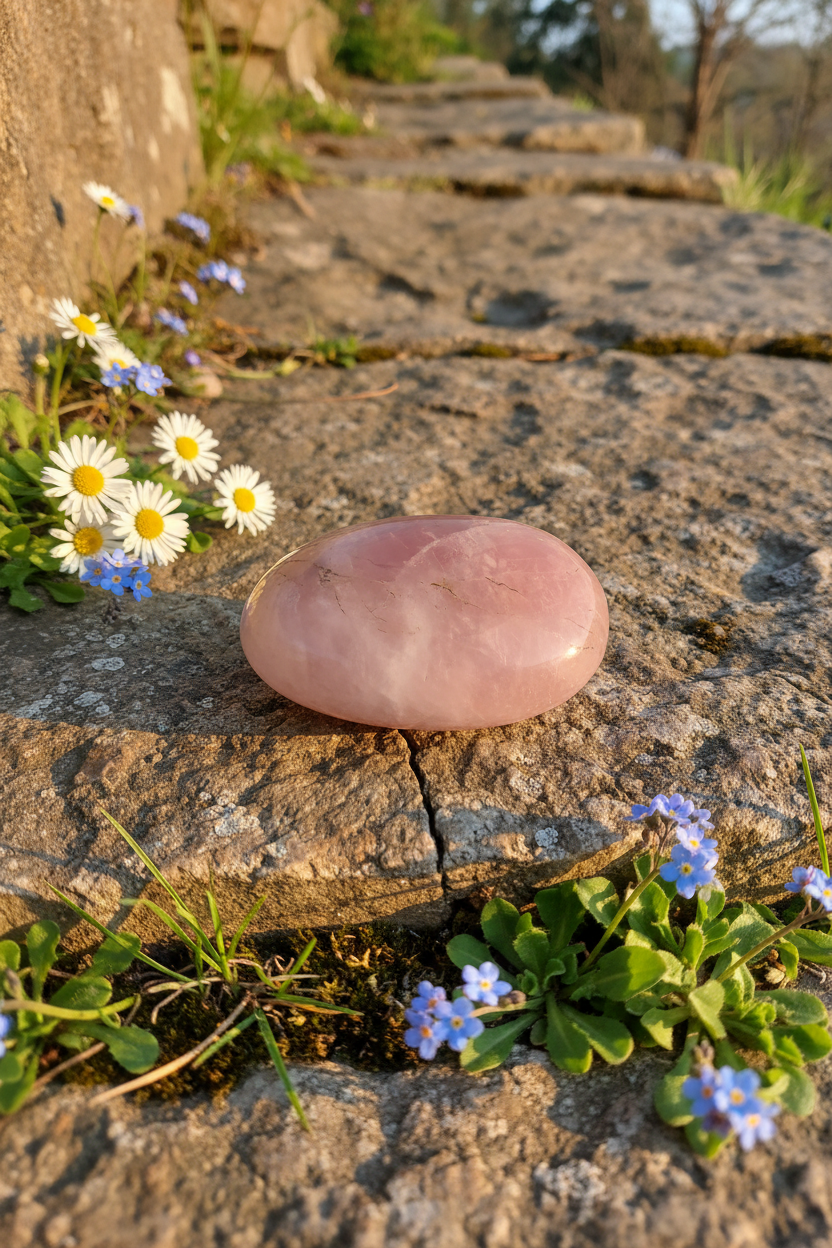 Rose Quartz Palm Stone - Surprise