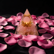 Rose Quartz Pyramid - Black Velvet & Rose Petals v2