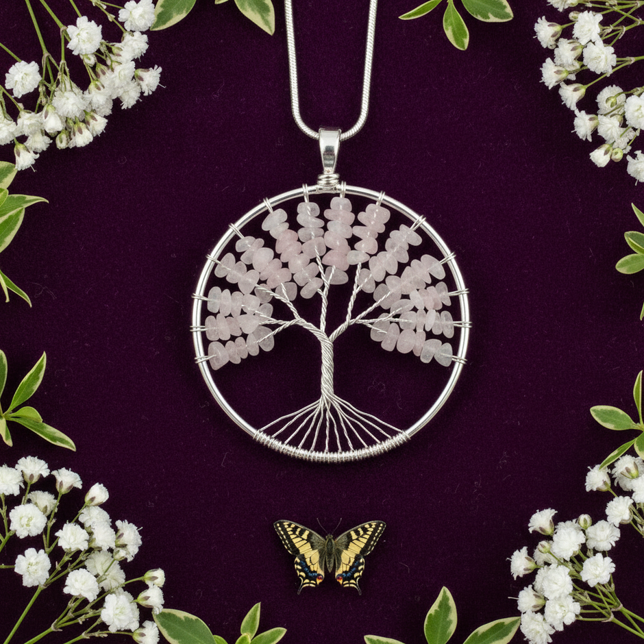 Rose Quartz Tree of Life Pendant