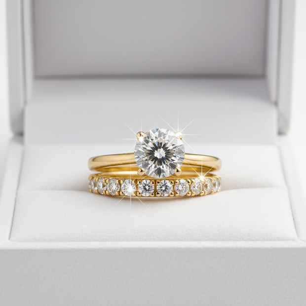 Round Moissanite Bridal Set - Max Sparkle Gift Box