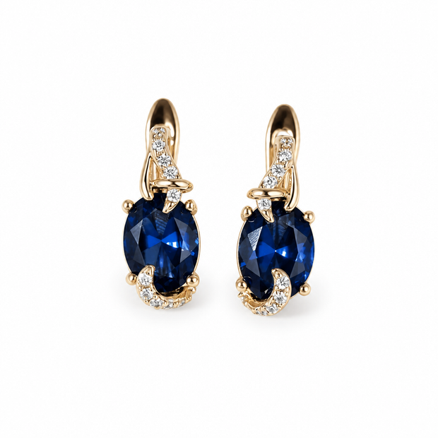 14ct Gold Titanium Royal Midnight Drop Earrings