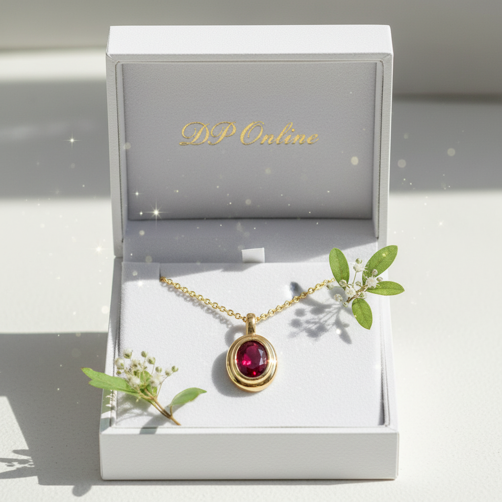 Ruby Bezel Pendant - DP Online Box Greenery