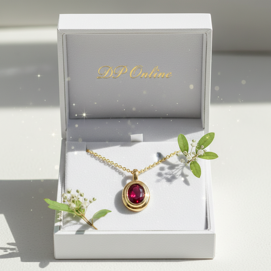 Ruby Bezel Pendant - DP Online Box Greenery