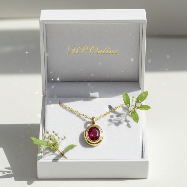 Ruby Bezel Pendant - DP Online Box Greenery