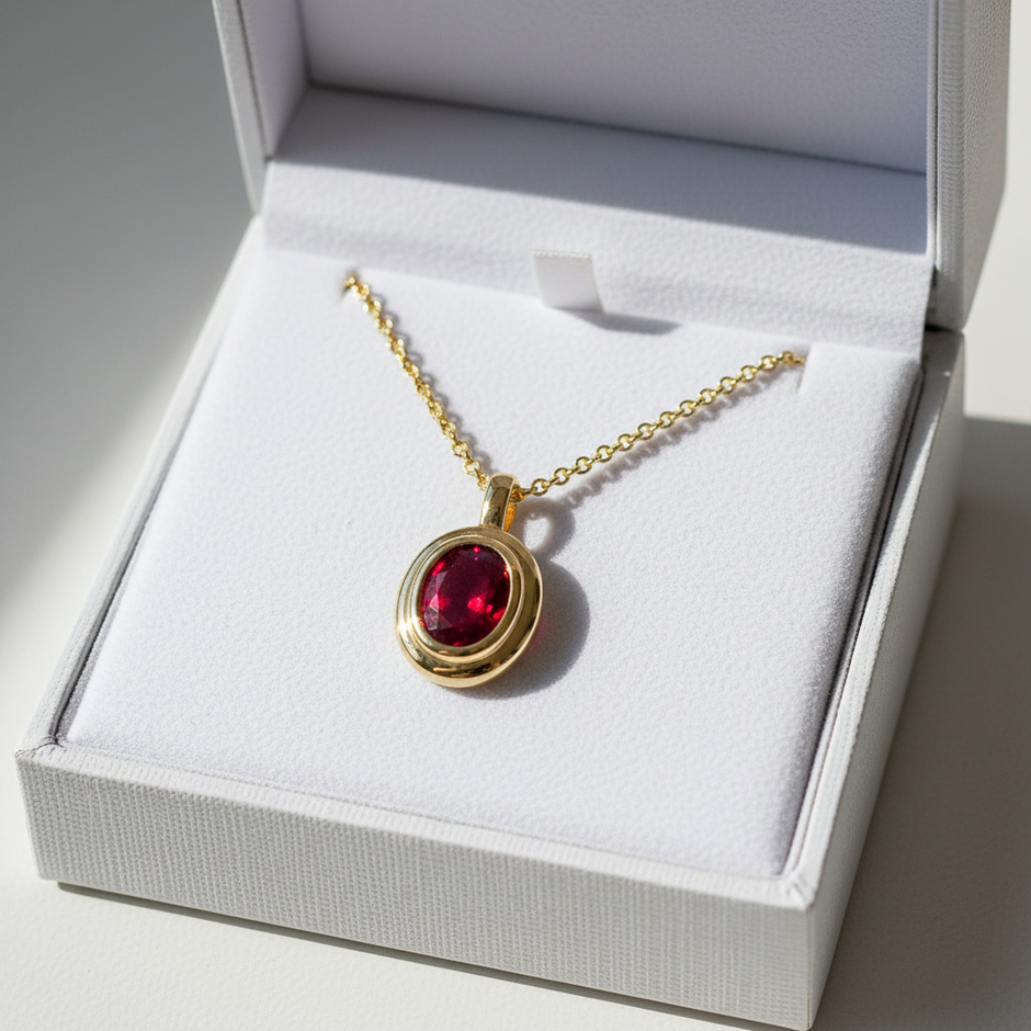 Ruby Bezel Pendant - Gift Box
