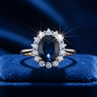 Sapphire Diamond Halo Ring V1