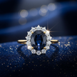 Sapphire Diamond Halo Ring V2