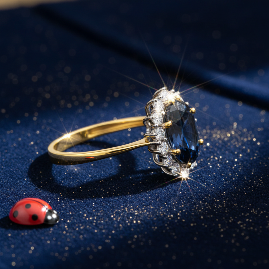 Sapphire Diamond Halo Ring V3