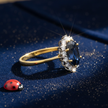 Sapphire Diamond Halo Ring V3