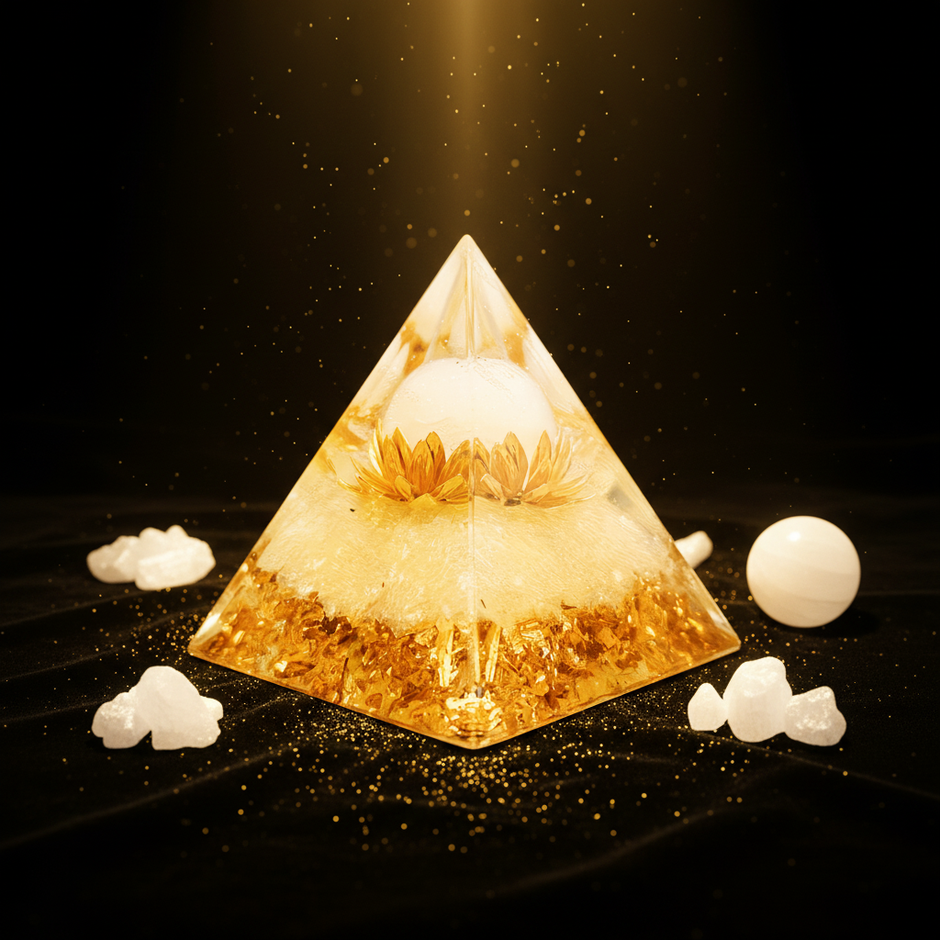 Selenite Gold Pyramid - Street Hero