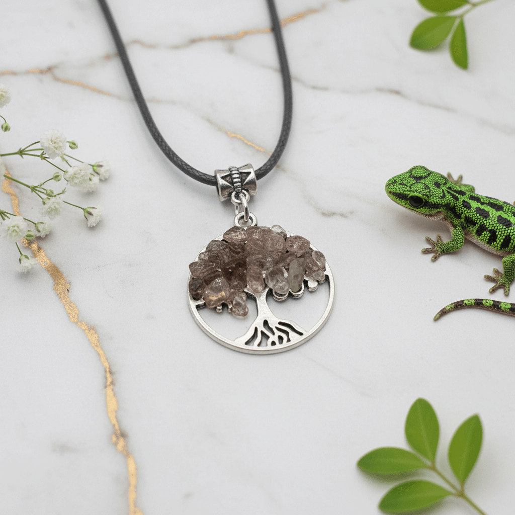 Silver Crystal Stone Tree Pendant Necklaces - DP Online