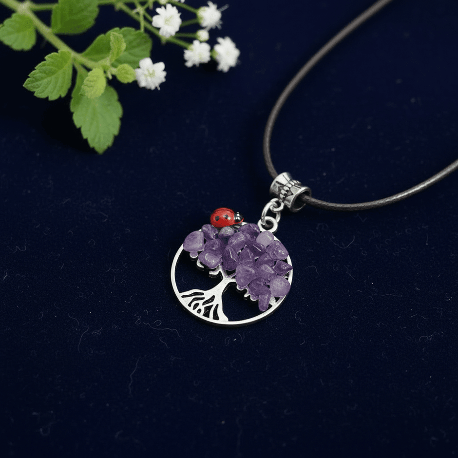 Silver Crystal Stone Tree Pendant Necklaces - DP Online