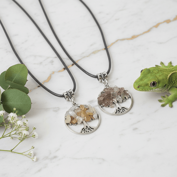Silver Crystal Stone Tree Pendant Necklaces - DP Online