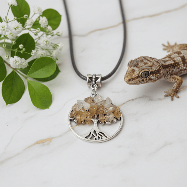 Silver Crystal Stone Tree Pendant Necklaces - DP Online